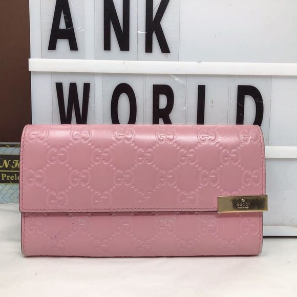 Gucci Handbags - Gucci Guccisima monogram leather pink vintage long wallet bifold